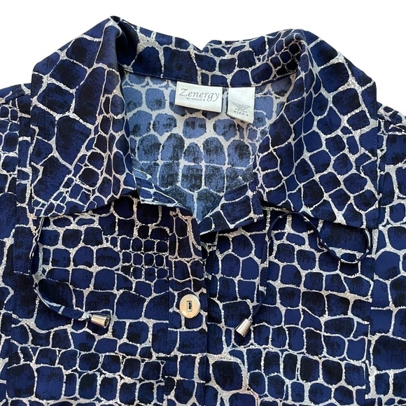 Zynergy By Chicos Women's Size 2/M Stretch Collared Long Sleeve Pockets Top. - Picture 7 of 15